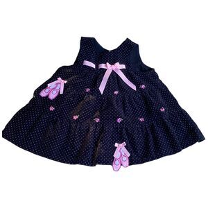 Vtg Rare Editions Pink Polka Dot Corduroy Ballet Jumper Dress Size 24 Months 2T